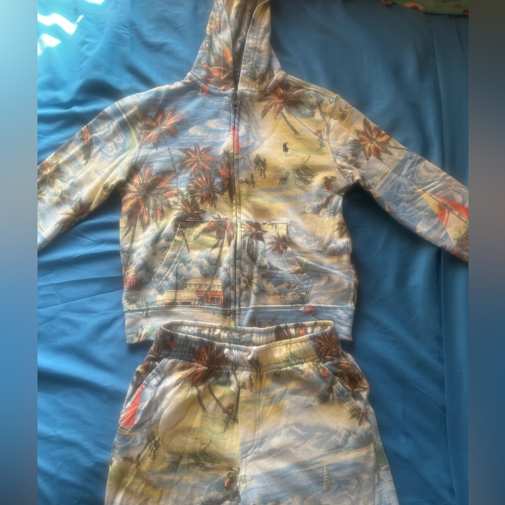 Boys Polo Tropical Print Set